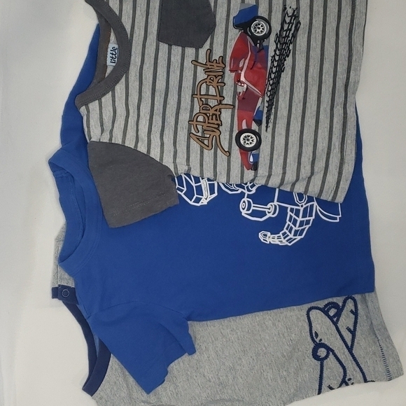 5/$30 BUNDLE of Graphic T shirts Embroidered Plane Stripes Dino Car - Picture 1 of 7